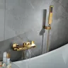 Ensemble bain douche mural doré brossé laiton gris… – vue 1