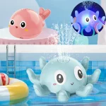 Balle de bain baleine électrique avec lumière LED et musique, jouets de bain pour bébé, pulvérisation d&rsquo;eau, jouets de douche pour enfants, jouet de baignoire