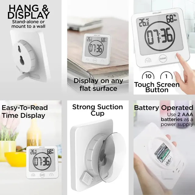Horloge douche numérique étanche écran tactile… – vue 5