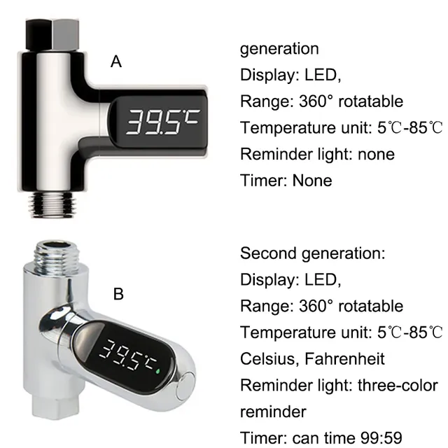 Thermomètre de douche d'eau domestique à affichage LED… – vue 5