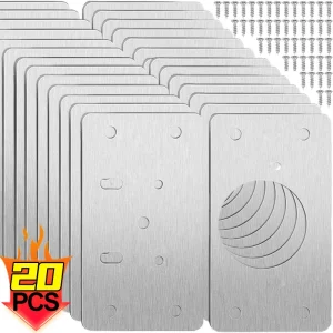 Kit de plaque de réparation de charnière d&rsquo;armoire, plaque de montage de charnière de porte en acier inoxydable avec trous pour meubles de placard de cuisine domestique 20/2 pièces