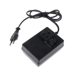 Adaptateur prise UE 200W 220V 110V convertisseur tension voyage compact portable noir plastique câble fixé sécurité efficacité Adaptateur prise UE 200W 220V 110V convertisseur tension voyage compact portable noir plastique câble fixé sécurité efficacité