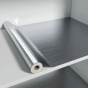 Papier peint amovible en PVC inoxydable et argent brossé, Film décoratif en vinyle imperméable à l&rsquo;huile pour appareils ménagers, autocollant d&rsquo;ascenseur de cuisine