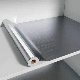 Papier peint amovible en PVC inoxydable et argent brossé