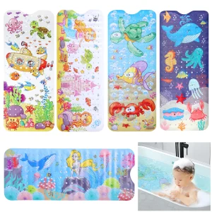 Grand tapis de bain de dessin animé pour bébés et enfants, tapis de baignoire de douche antidérapant avec ventouse, coussin de Massage doux