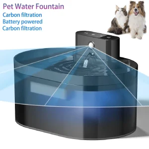 Fontaine d’eau automatique sans fil pour chat, 2,2 l, à piles, avec capteur de mouvement, bol distributeur d’eau pour chien et chat Fontaine d’eau automatique sans fil pour chat, 2,2 l, à piles, avec capteur de mouvement, bol distributeur d’eau pour chien et chat