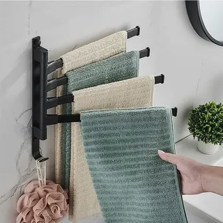 Porte serviettes pivotant quatre bras mural noir mat acier inoxydable…