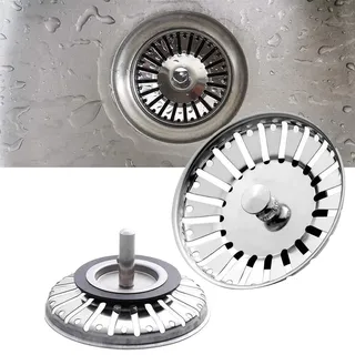 Bouchon crépine évier cuisine acier inox chromé miroir perforé bouton…