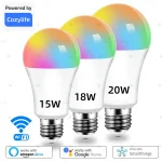 Ampoule intelligente WiFi E27 à intensité variable, RGBCW, lumière LED colorée 220V, application réglable, prise en charge de la commande vocale Alexa Google Home