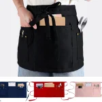 Tablier de serveur avec 5 poches – Tablier court unisexe à taille courte/demi avec boucle à rivets