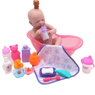 Poupée bébé réaliste silicone bain baignoire rose translucide…