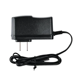 adaptateur secteur GTMEDIA universel noir compact rectangulaire plastique ABS texturé câble intégré connecteur coaxial fiche deux broches gainé antirayures léger