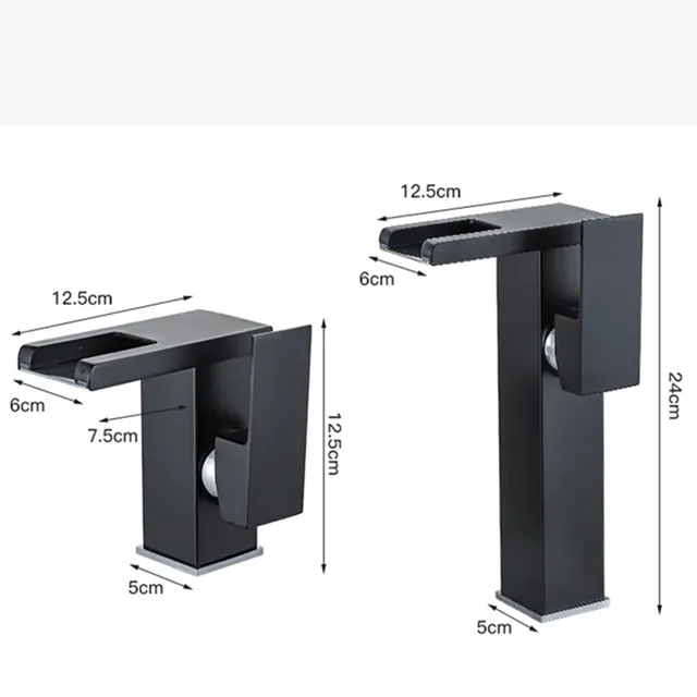 Robinet de lavabo noir LED de luxe – vue 3