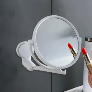miroir mural maquillage pliant articulé ventouse adhésif ABS inoxydable blanc mat rond 15cm pivotant orientable compact miroir mural maquillage pliant articulé ventouse adhésif ABS inoxydable blanc mat rond 15cm pivotant orientable compact