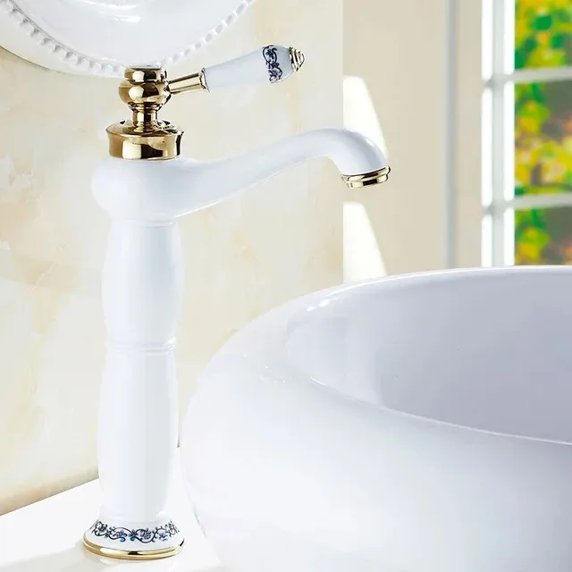 Robinet lavabo monocommande haute vasque posé blanc… – vue 2