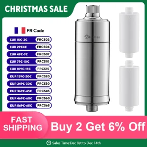 Wheelton Filtre à eau pour douche domestique – Filtre à eau réduit le chlore et les sédiments métalliques lourds améliore les démangeaisons sèches de la peau et de la perte de cheveux