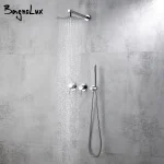 Système de douche dissimulé à montage mural, ensemble de pommeau de pluie, centre commercial, 8 « , 10/12 »