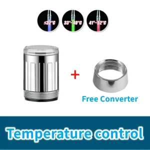 Robinet d&rsquo;eau LED, capteur de température à couleur changeante, robinet de douche, cuisine salle de bains, adaptateur de tête de buse