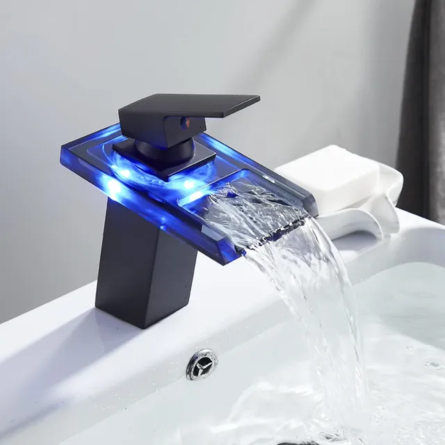 Robinet d'évier de lavabo cascade à couleur changeante… – vue 3
