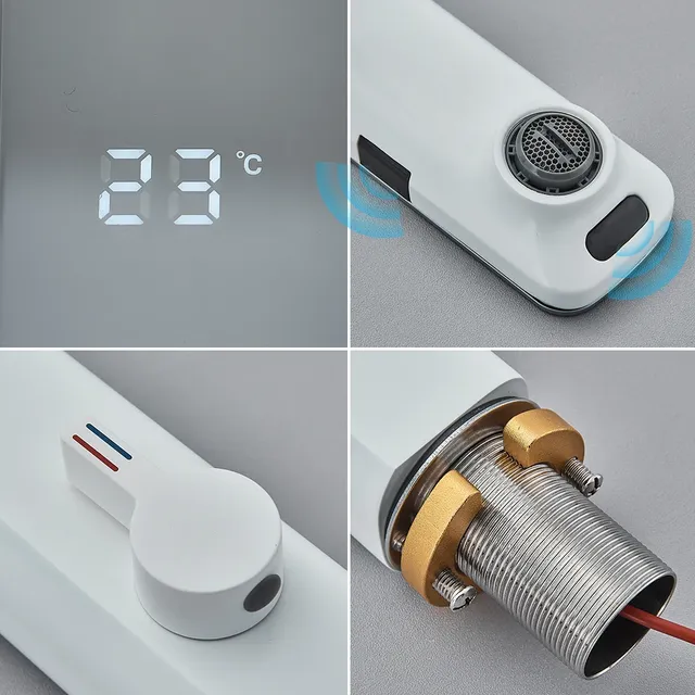Robinet de lavabo à capteur intelligent blanc – vue 5