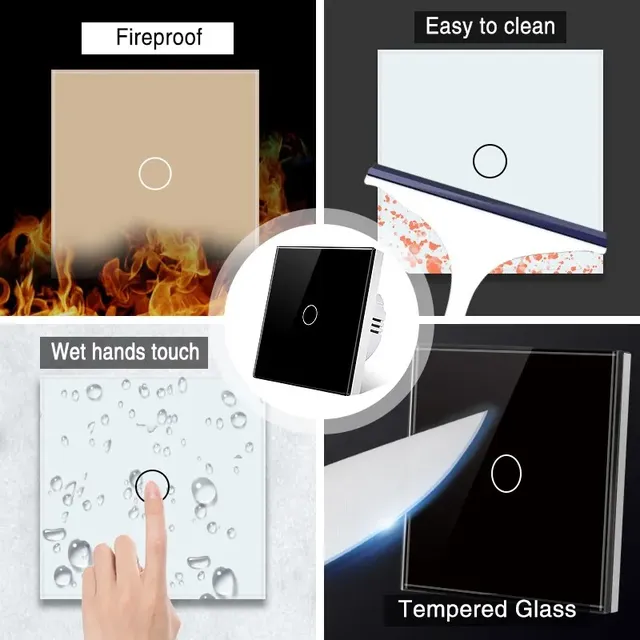 L'UE Tactile Interrupteur AC100 240V Trempé Noir Blanc… – vue 6