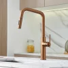 Mitigeur cuisine extractible or rose brossé évier multifonction bec haut douchette flexible monocommande cuivre bronze poli alliage zinc céramique rotatif
