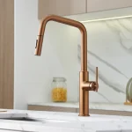 Robinet de cuisine extractible en or Rose brossé, robinet d&rsquo;évier multifonction pour eau froide et chaude