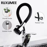 Robinet de cuisine Flexible rotatif à 360 degrés, double Modes, Chrome poli, mitigeur d&rsquo;eau froide et chaude, monté sur le pont
