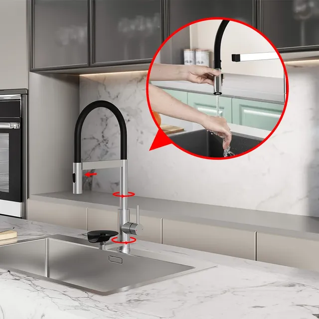 Robinet d'évier de cuisine moderne avec lave-tasse – vue 3