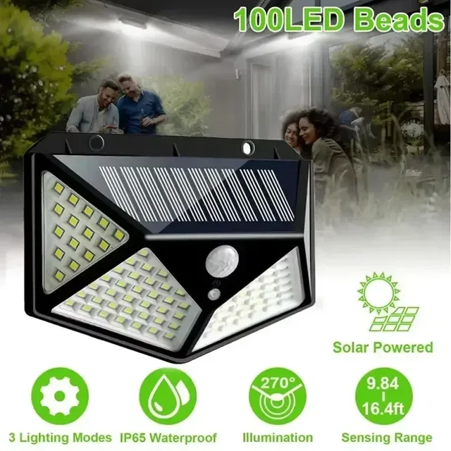 1/2/4/6 pièces 100 mur LED lumières lampe solaire…