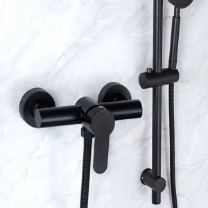 Robinet de douche de salle de bains noir G1/2 pouces, mitigeur d&rsquo;eau chaude et froide mural, robinet de baignoire Triple en acier inoxydable 304