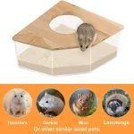 Boîte à sable pour salle de bain pour Hamster, bassin de sable d&rsquo;urine entièrement Transparent, fournitures d&rsquo;ours doré, conteneur de bain de sable, salle de bain pour Hamster