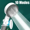 Pommeau de douche filtré à économie d’eau haute pression, 10 pulvérisations, pomme de douche à main, résistance aux chutes, buse de douche de salle de bains noir et blanc Pommeau de douche filtré à économie d’eau haute pression, 10 pulvérisations, pomme de douche à main, résistance aux chutes, buse de douche de salle de bains noir et blanc