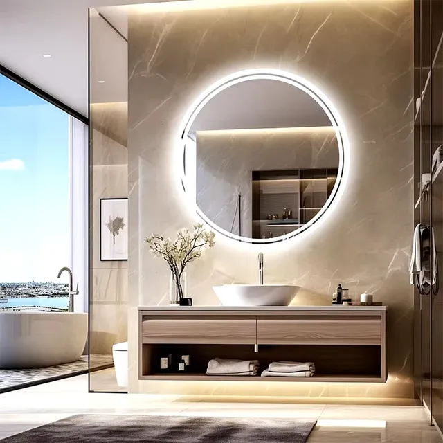 Miroir de salle de bain intelligent LED HD avec lumières – vue 2