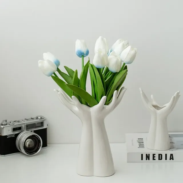 Vase en céramique bras de main Bouquet de paume… – vue 4