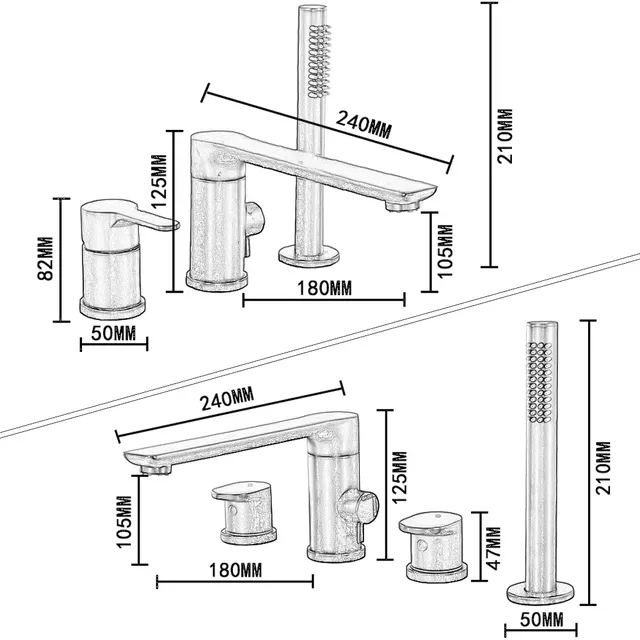 Ensemble de douche de bain à bec rotatif – vue 6