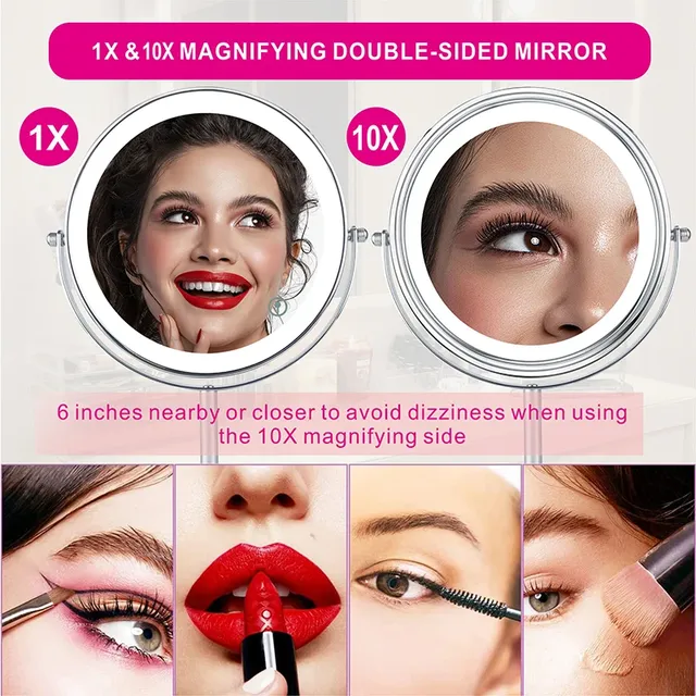 Miroir de maquillage LED grossissant de 8 pouces – vue 2