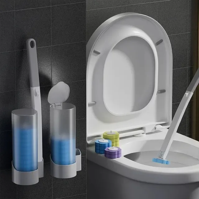 Disposable Toilet Brush Wall Mounted Long Handle Toilet…