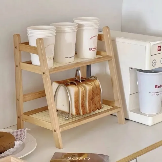 Étagère rangements bambou deux niveaux compacte design… – vue 3
