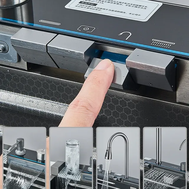 Évier de cuisine en acier inoxydable avec robinet – vue 3