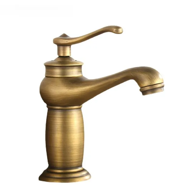Robinet de lavabo de salle de bains en or antique de… – vue 6