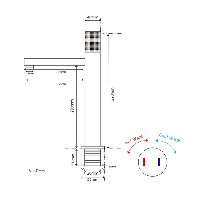 Robinet de lavabo en or rose brossé – vue 3