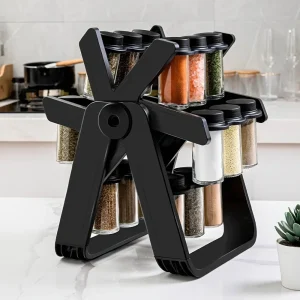 Support de rangement rotatif domestique, ensemble de étagères à épices en verre rotatif, support de rangement de cuisine, support de stockage d&rsquo;épices, support de stockage d&rsquo;assaisonnement