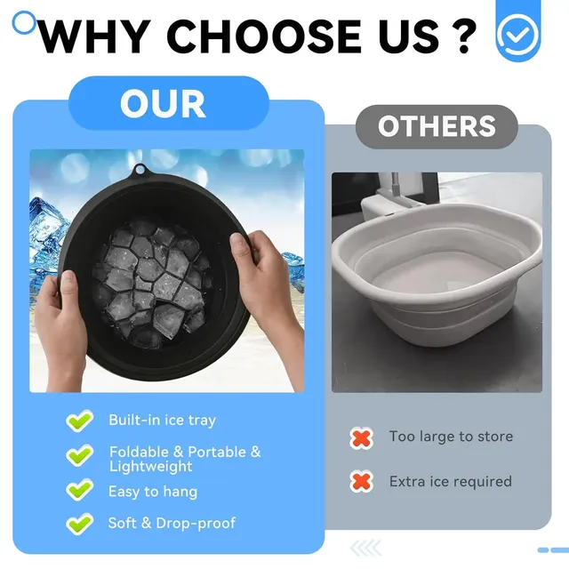 Bassin à glace pliable portatif en Silicone avec bac à… – vue 3