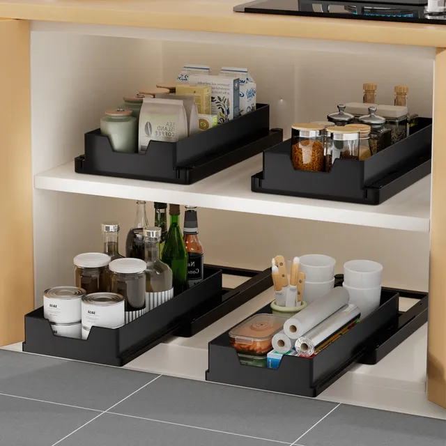 Tiroir coulissant organisateur cuisine plastique noir… – vue 3