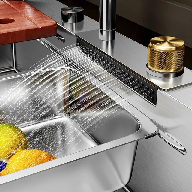 Robinet cascade d'évier de cuisine Nano brossé… – vue 2