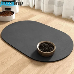 Tapis d&rsquo;alimentation ovale pour animaux de compagnie, napperon absorbant pour chats et chiens, tapis distributeur d&rsquo;eau antidérapant pour chien, tapis d&rsquo;alimentation pour chat à séchage rapide, fourniture pour animaux de compagnie