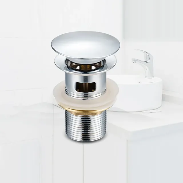 Bonde lavabo vidage poussoir laiton chromé bouchon plat… – vue 4