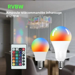 Ampoule LED 85-265V E12E14 RGBW lumière LED télécommande infrarouge couleur changeante RGB blanc atmosphère lumière projecteur LED ampoule