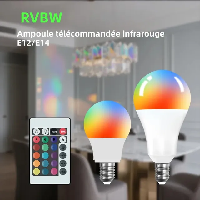 Ampoule LED 85-265V E12E14 RGBW lumière LED télécommande…